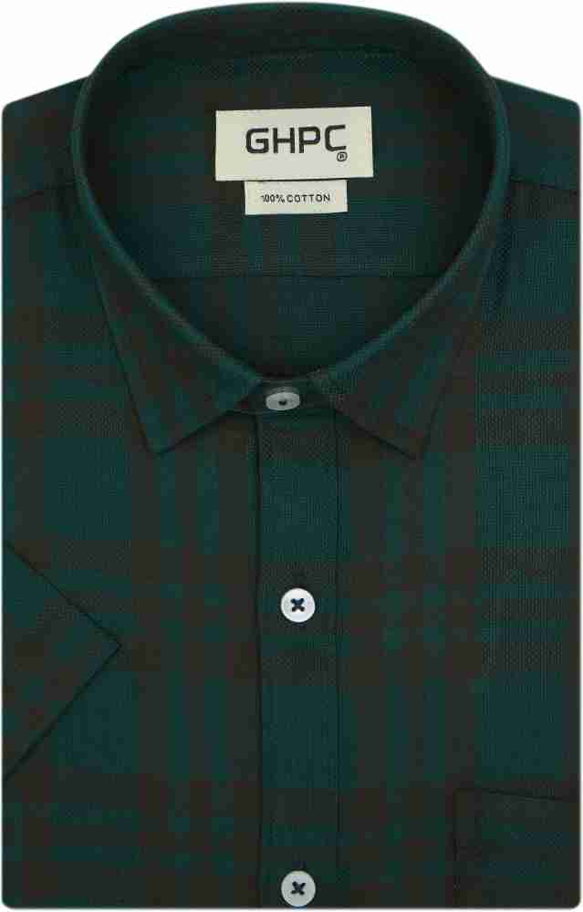 GHPC Men Checkered Formal Green Shirt - Buy GHPC Men Checkered Formal Green Shirt  Online at Best Prices in India