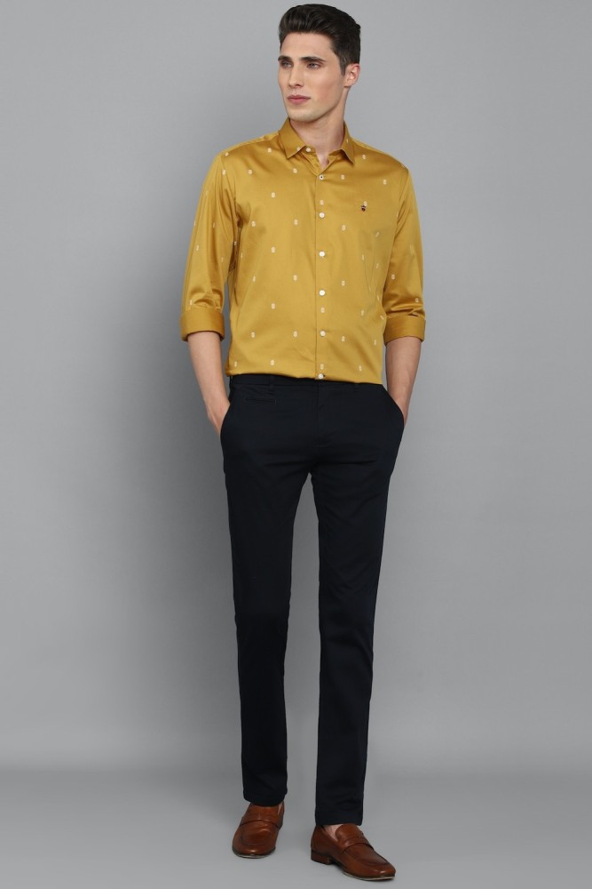 Louis Philippe light yellow cotton plain t shirt - G3-MTS16305 