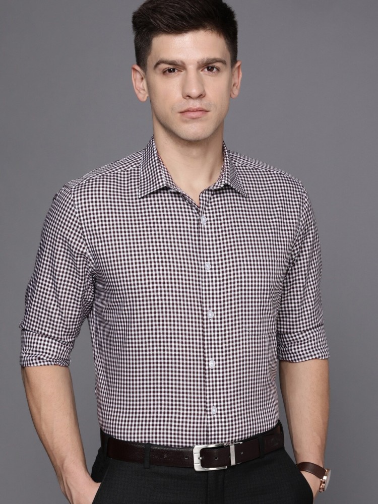 LOUIS PHILIPPE Men Checkered Formal Brown, White Shirt - Buy LOUIS