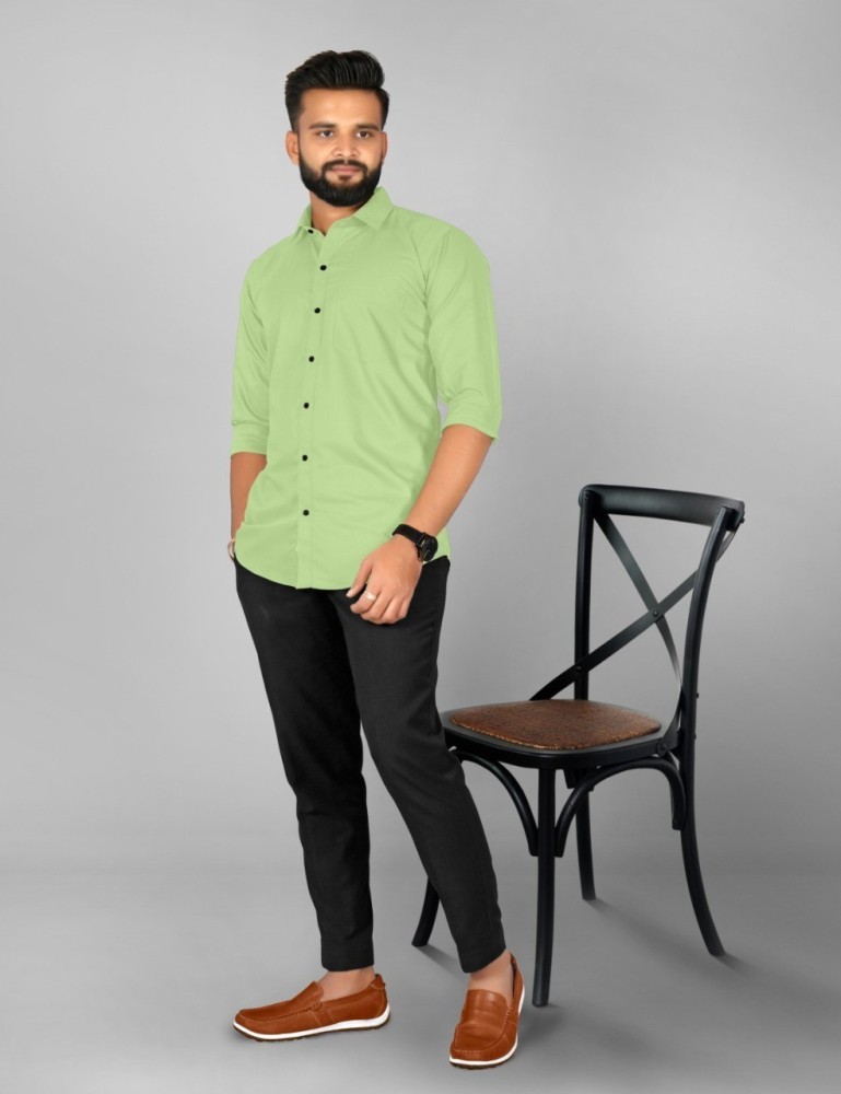 INCRON Men Solid Casual Light Green Shirt - Buy INCRON Men Solid