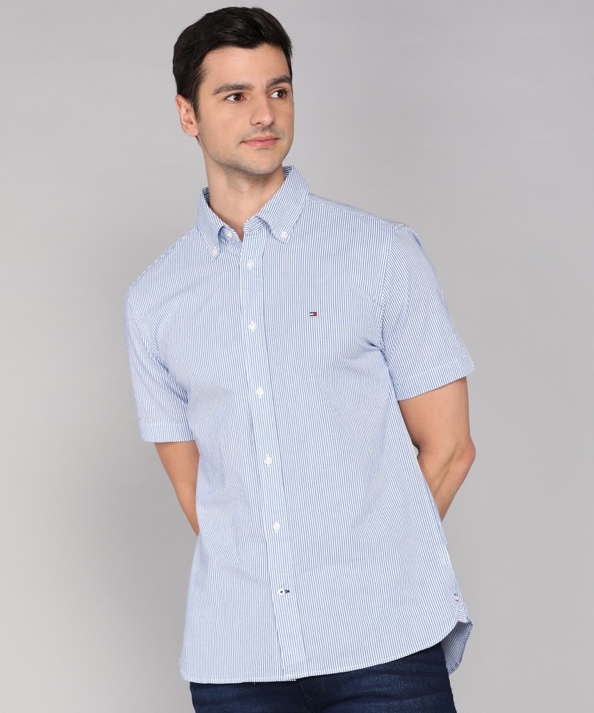 TOMMY HILFIGER Men Striped Casual Blue Shirt - Buy TOMMY HILFIGER Men  Striped Casual Blue Shirt Online at Best Prices in India
