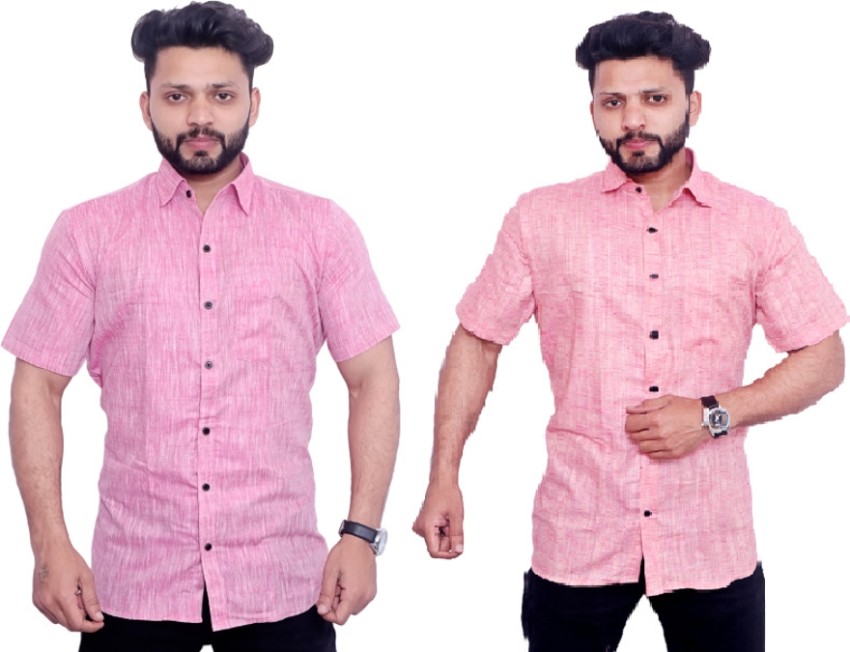 Buy Plus91 Men Solid Casual Pink Shirt Online at Best Prices in