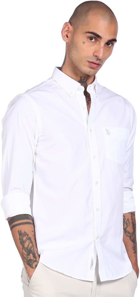 U.S. POLO ASSN. Men Solid Casual White Shirt - Buy U.S. POLO ASSN. Men  Solid Casual White Shirt Online at Best Prices in India