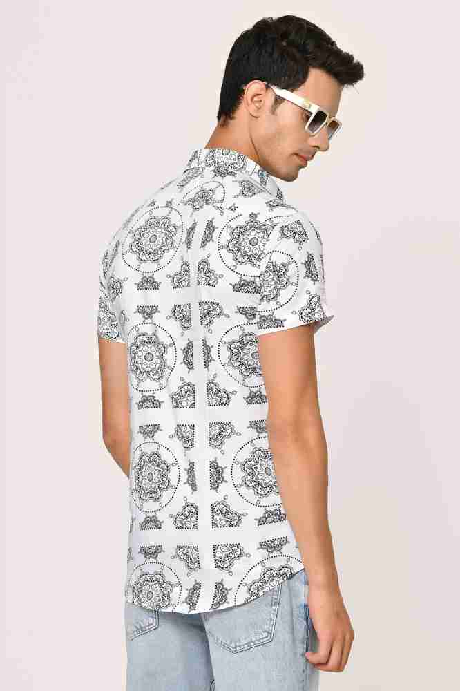 berche Men Printed Casual White, Black Shirt - Buy berche Men Printed  Casual White, Black Shirt Online at Best Prices in India