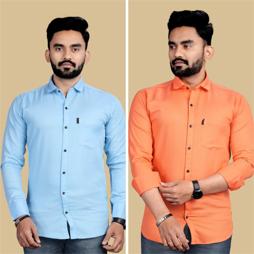 khodal Men Solid Casual Blue Shirt - Buy khodal Men Solid Casual