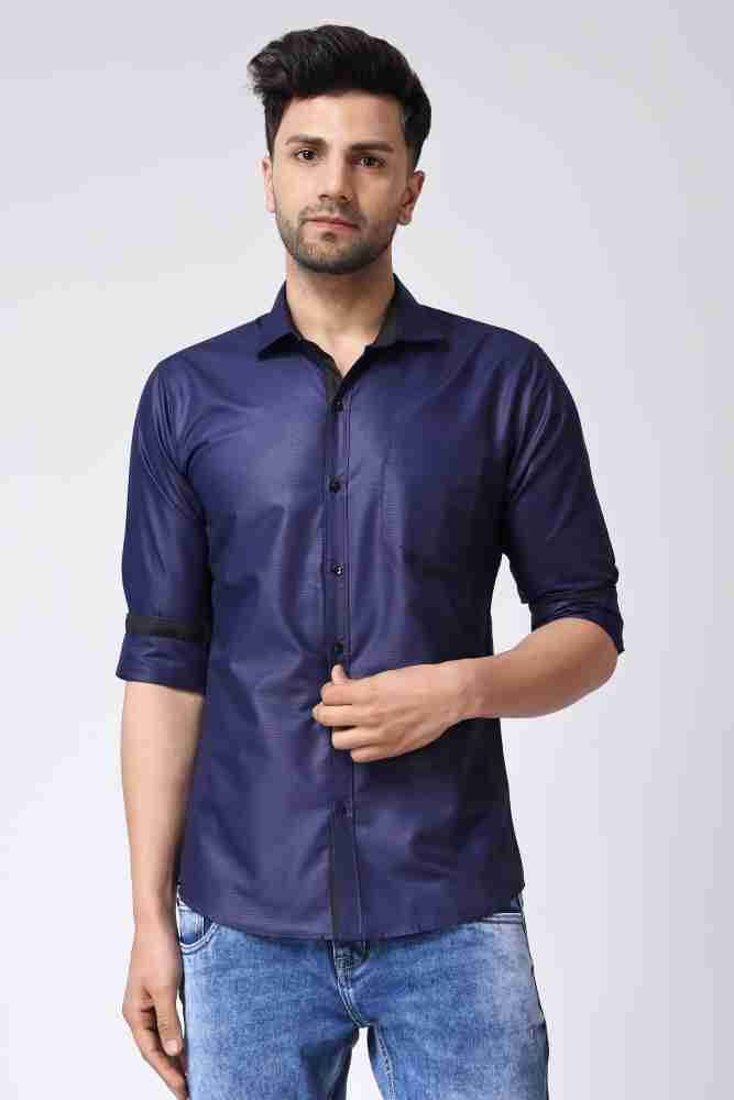 Formal Shirts For Men Blue Solid Giza Cotton Formal Shirt, 45% OFF