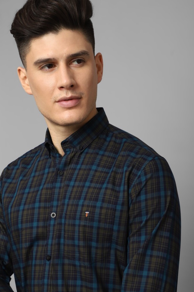 LOUIS PHILIPPE Men Checkered Casual Dark Blue Shirt - Buy LOUIS PHILIPPE  Men Checkered Casual Dark Blue Shirt Online at Best Prices in India