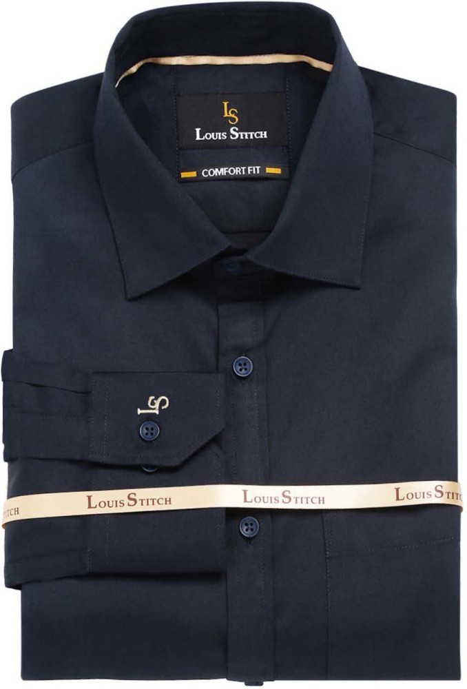 LOUIS STITCH Men Solid Formal Blue Shirt - Buy LOUIS STITCH Men Solid  Formal Blue Shirt Online at Best Prices in India