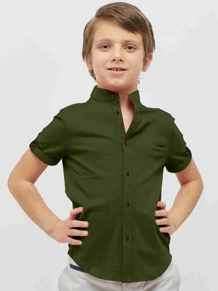 JusCubs Boys Checkered Casual Green Shirt - Buy JusCubs Boys