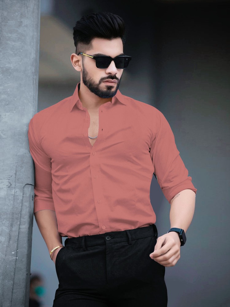 Plain pink color shirt for men