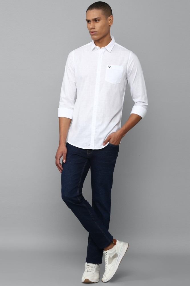 Allen Solly Men Solid Casual White Shirt - Buy Allen Solly Men Solid Casual  White Shirt Online at Best Prices in India