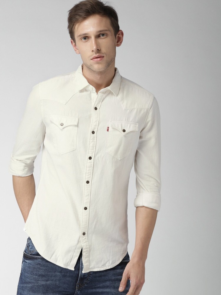 LEVI'S Men Solid Casual White Shirt - Buy White LEVI'S Men Solid Casual  White Shirt Online at Best Prices in India 