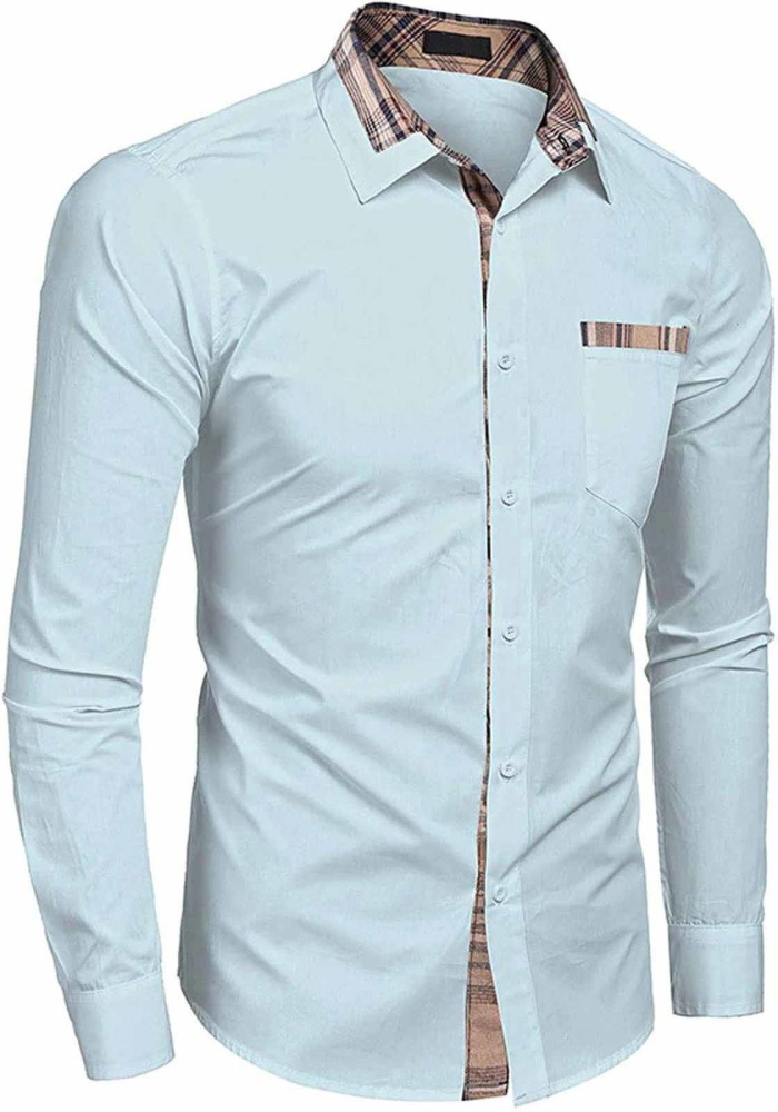 Sky Blue Colour Cotton Shirt For Men – Prime Porter