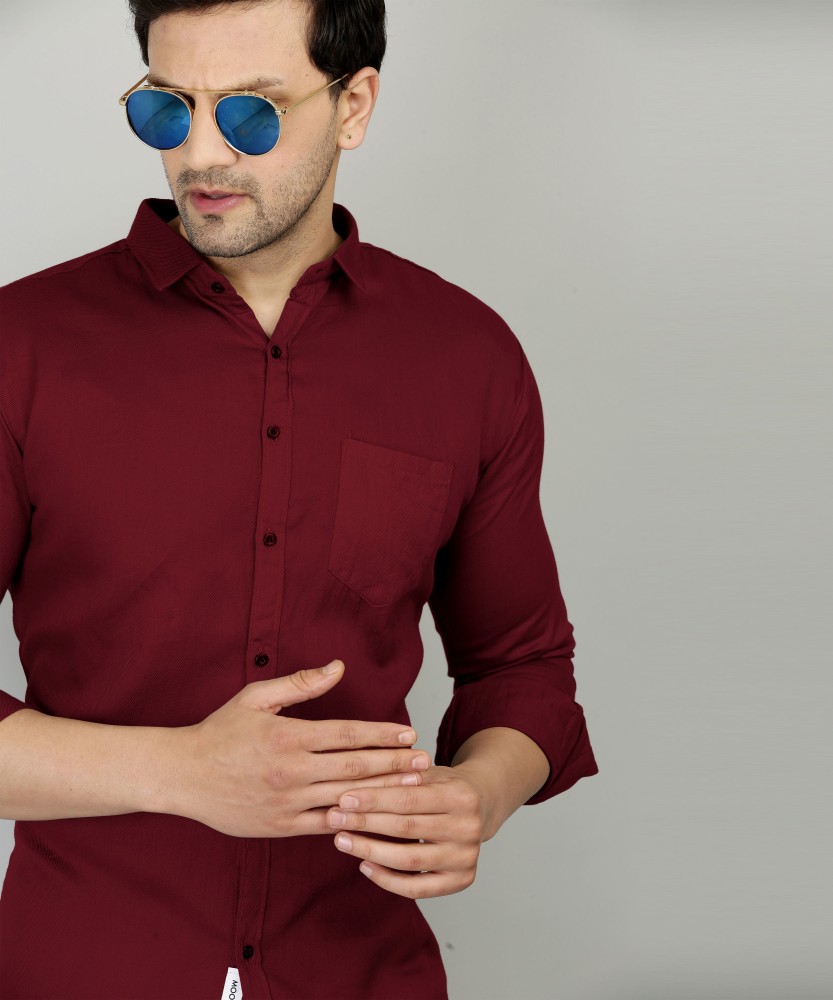 VeBNoR Men Solid Casual Maroon Shirt - Buy VeBNoR Men Solid Casual Maroon  Shirt Online at Best Prices in India