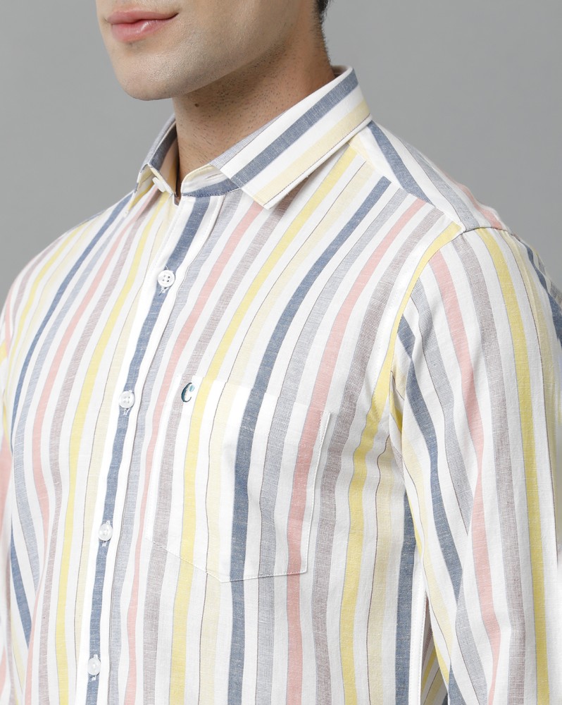 Cavallo By Linen Club Men's Cotton Linen Multicolor Striped