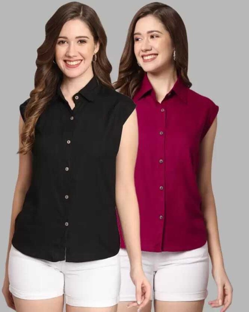 Women White Sleeveless Shirts Korean Lapel Ruffle Slim Office Top