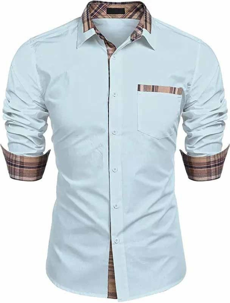 John Louis Men s Self Design Formal Blue Shirt Best Price in India