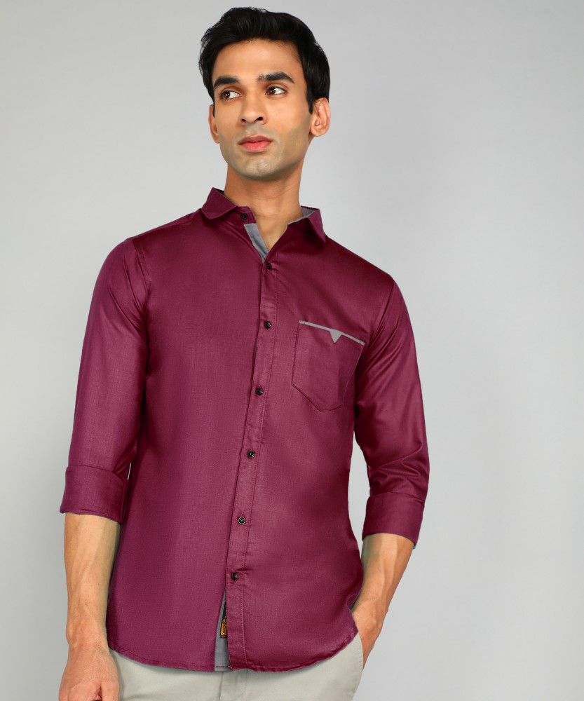 VeBNoR Men Solid Casual Maroon Shirt - Buy VeBNoR Men Solid Casual Maroon  Shirt Online at Best Prices in India