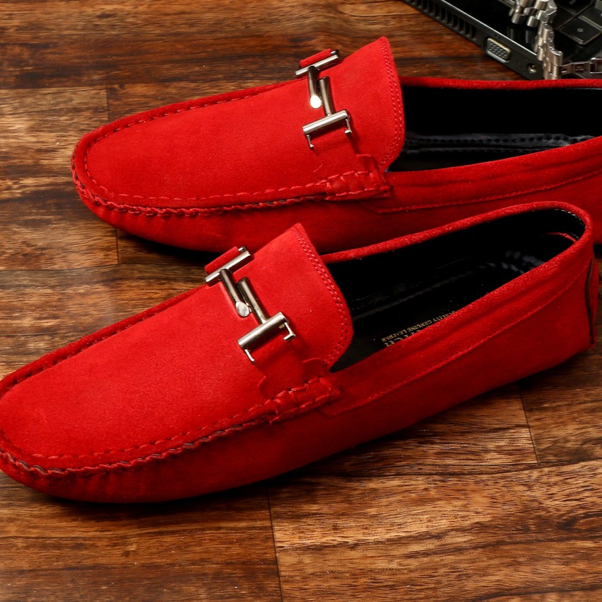 Buy LOUIS STITCH Men Ferrari Red Suede Leather Loafer Slip on Moccasins  Casual Loafers for Men 7 UK at .in