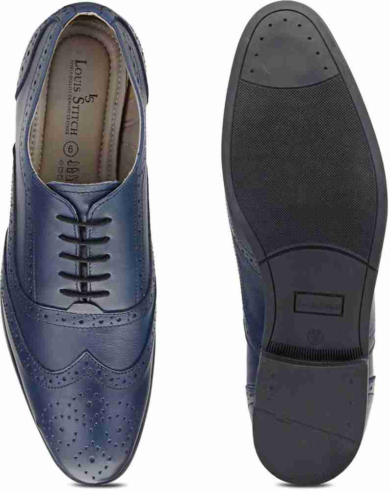 LOUIS STITCH Men's Federal Blue Oxford Shoes Handmade Formal Italian  Leather Lace Up Shoes for Men (EUOXBU)