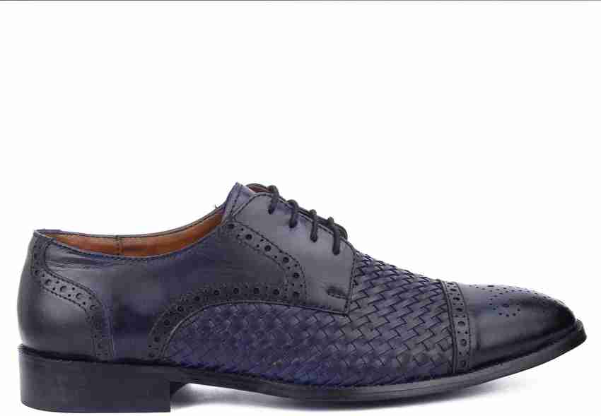 LOUIS STITCH Men's Federal Blue Oxford Shoes Handmade Formal Italian  Leather Lace Up Shoes for Men (EUOXBU)