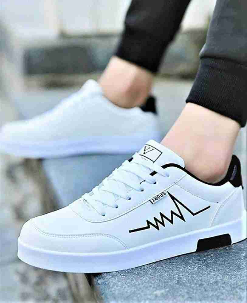 Unique Casual Low Top Sneakers Shoes For Men, 7 / White
