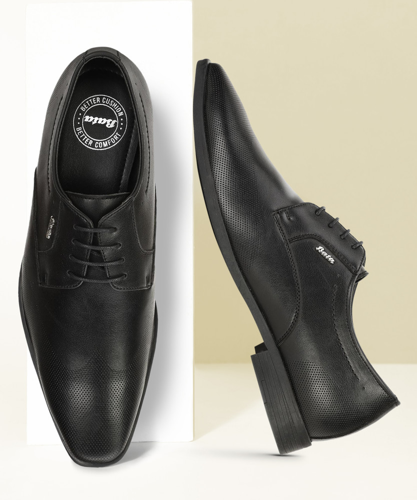 Bata black top formal shoes flipkart