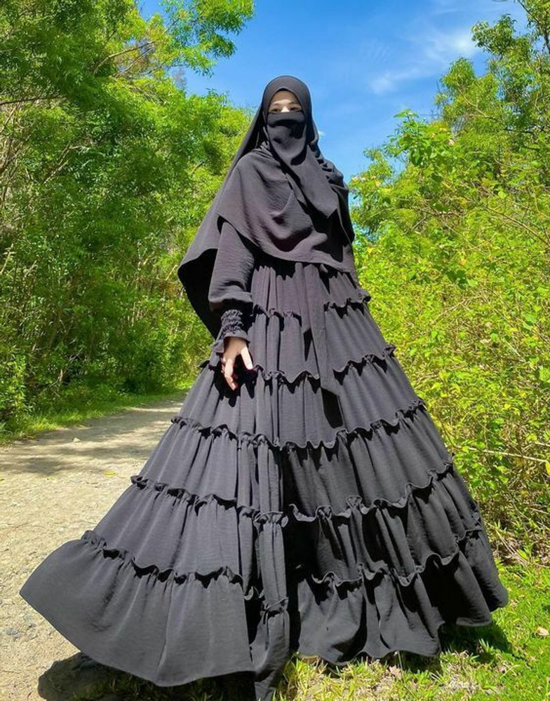 Burkha Girls Imported Firdous Fabric Frill New Abaya Burkha With Dupatta Hijab Fleece Self Design Burqa With Hijab Price in India Buy Burkha Girls Imported Firdous Fabric Frill New Abaya Burkha