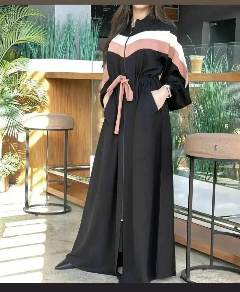 Beautiful and Stylish Designer Silk Abaya Burkha Polyester Self ...