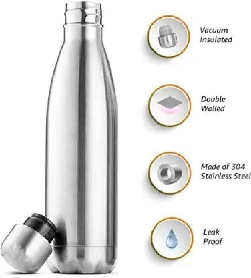 Milton Thermosteel Glassy Flask 1000, Double Walled Vacuum Insulated 1000  ml | 34 oz | 1 qt. | 24 Hours Hot and Cold Flask with Cover, 18/8 Stainless