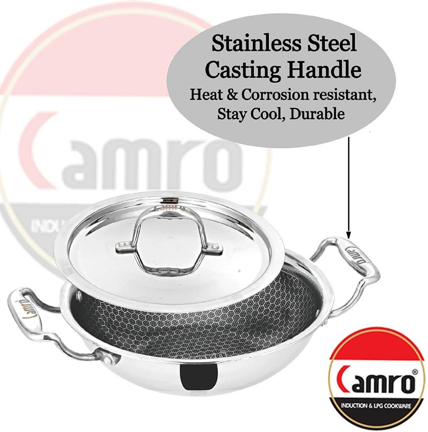 Impex Serene Triply Honeycomb Stainless Steel Kadai Pan 24 cm