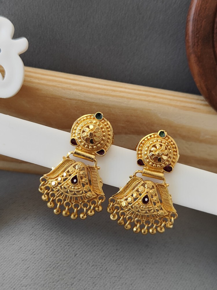 Buy 22k Yellow Gold Jhumka Earrings Handmade Vintage Pure Online in India   Etsy