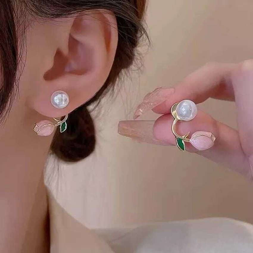 18ct gold rose stud earrings  solid gold stud earrings