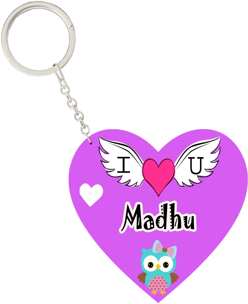 MorFex Madhu Name Beautiful Heart Shape Arclic Wood Keychain Best ...