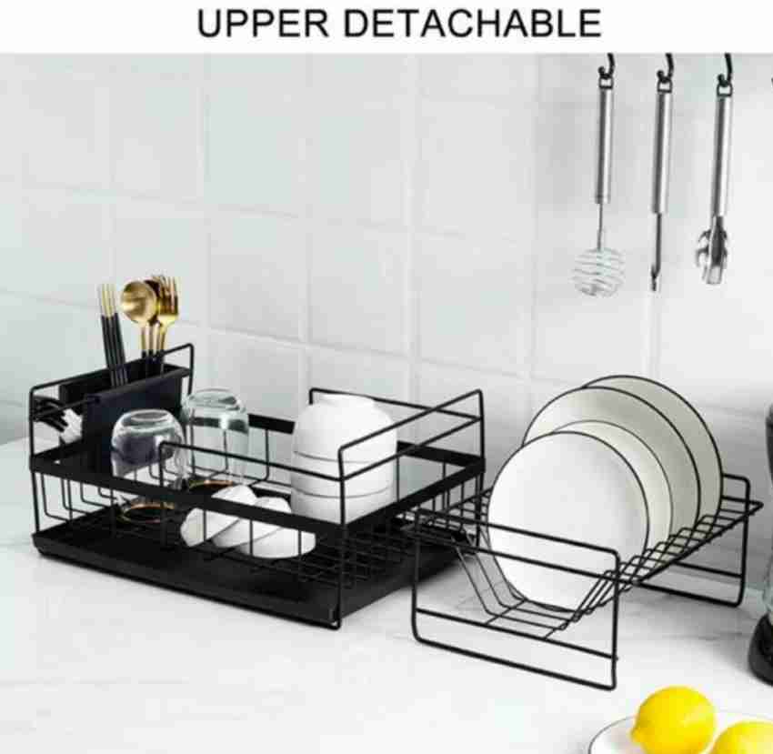 1pc Dish Drying Rack For Kitchen Countertop, Double Layers Large Capacity  Dish Drying Rack With Drainboard Steel, Dish Drainer With Drainage Utensil H