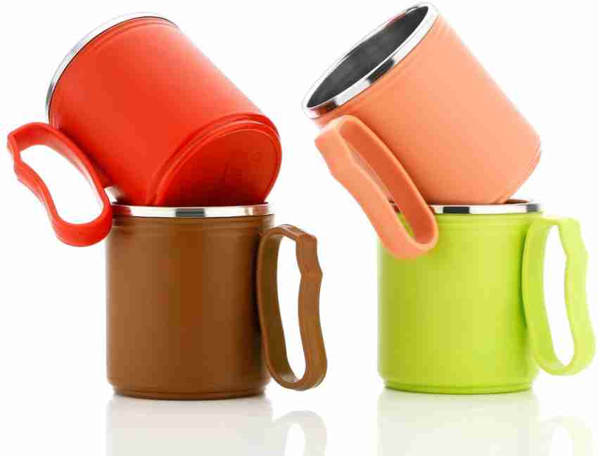 4 Pieces 300ml Unbreakable Mugs, Reusable Plastic Cup, Portable Coffee Cups  For Cold Hot Drinks, Water Juice Cocktail - 4 Colors