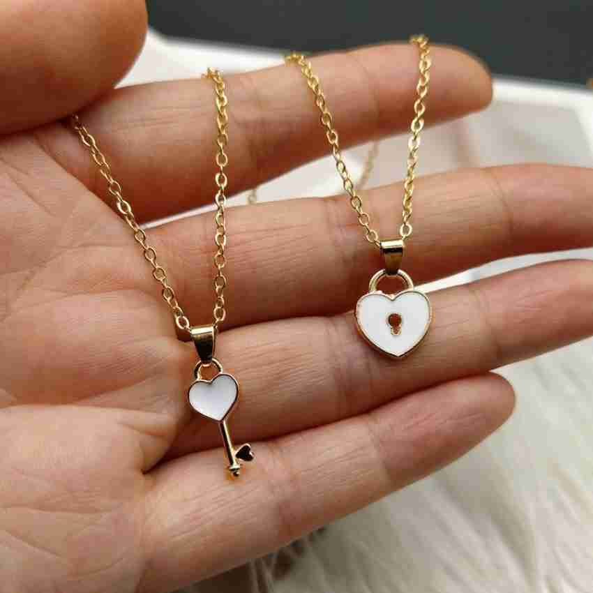 Best Friendship Necklace  Lock & Key BFF Necklace Set - Gold