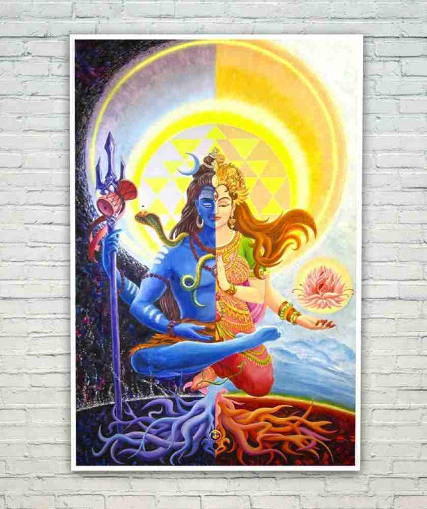 Shiva Parvati Ardhanarishvara Poster Paper Print - Religious ...