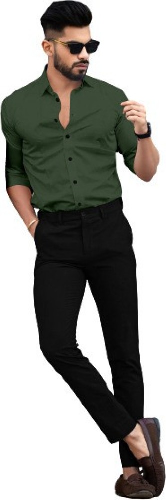 Castleton Green Shirt with Diagonal Tucks With Black Contrast Stitch D   archerslounge