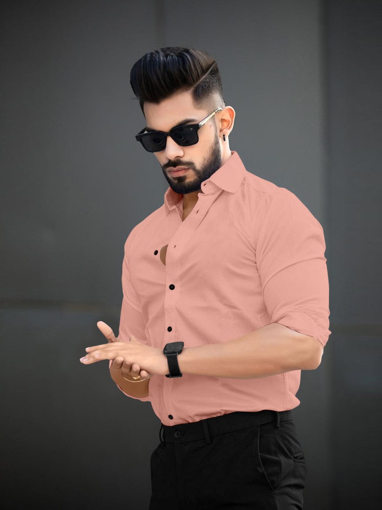 History Maker Men Solid Casual Pink Shirt - Buy History Maker Men Solid  Casual Pink Shirt Online at Best Prices in India