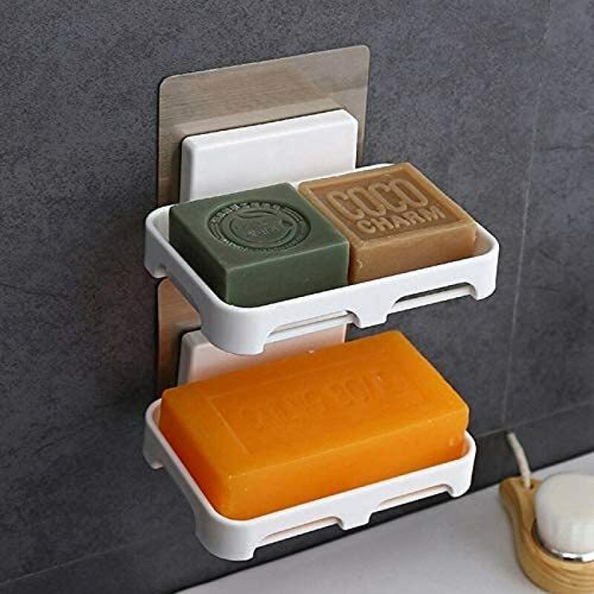 ABS No Drilling Soap Holder Case Wall Mounted Soap Basket for