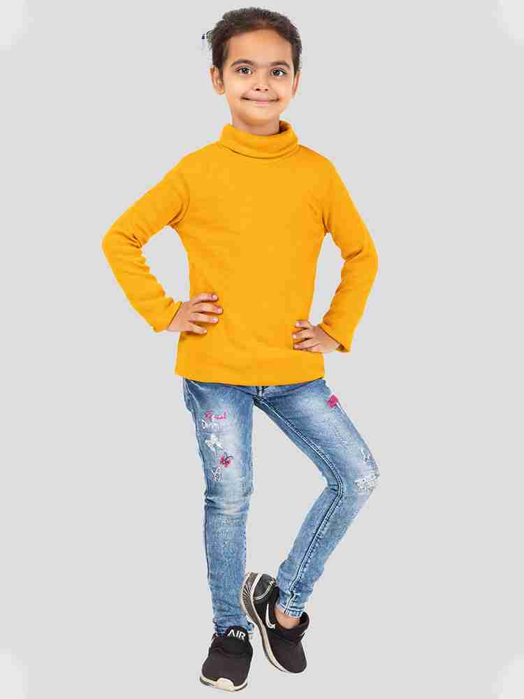 YHA Solid High Neck Casual Girls Yellow Sweater - Buy YHA Solid High Neck  Casual Girls Yellow Sweater Online at Best Prices in India | Flipkart.com