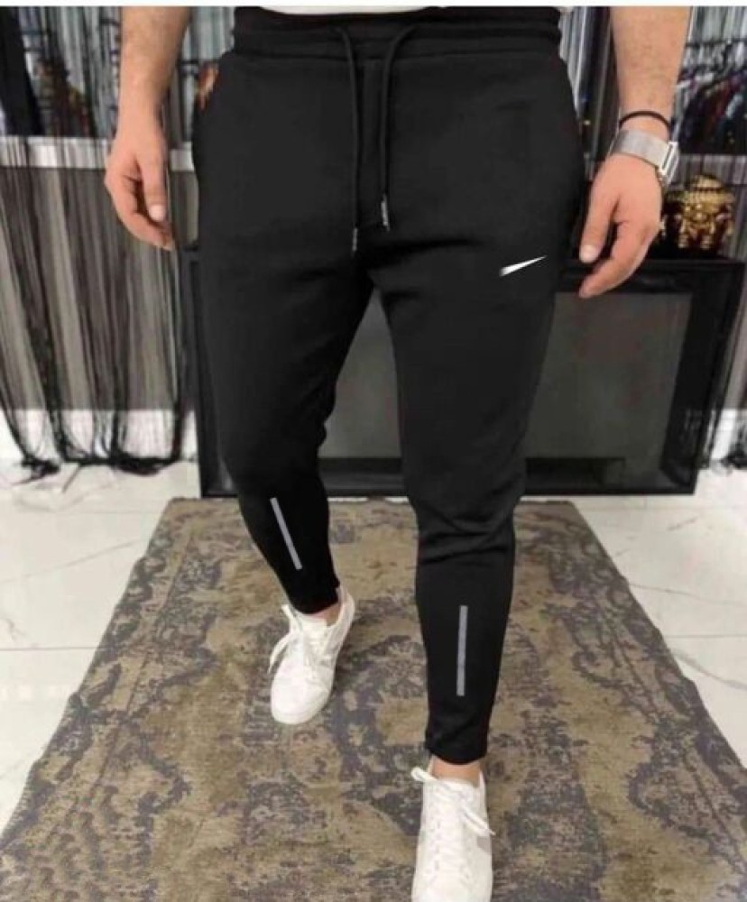 Fflirtygo Mens Cotton Track Pants Joggers for Men Night Wear Pajama  Black Color with Stripes and Pockets for Sports Gym Athletic Training  Workout  Amazonin Clothing  Accessories