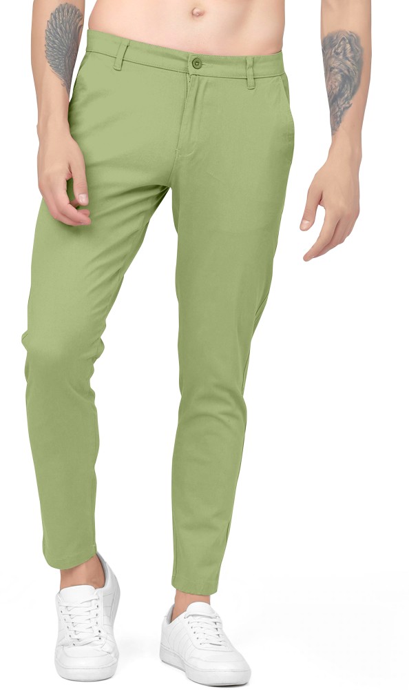 Classic Polo Mens Solid Moderate Fit Green Trousers  Ares LtPista   Classic Polo