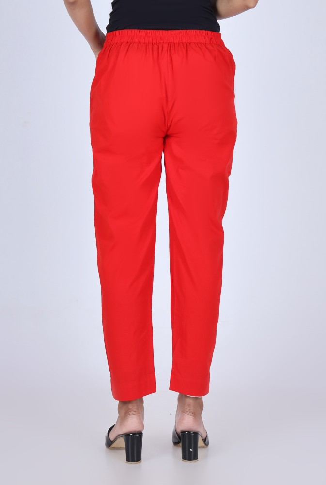 Buy MIRAYYA Women's Cotton Blend Solid Regular Fit Straight Pant