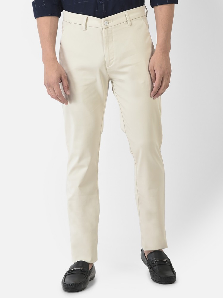 Buy Crimsoune Club Men Cream Solid Trousers 30 at Amazonin