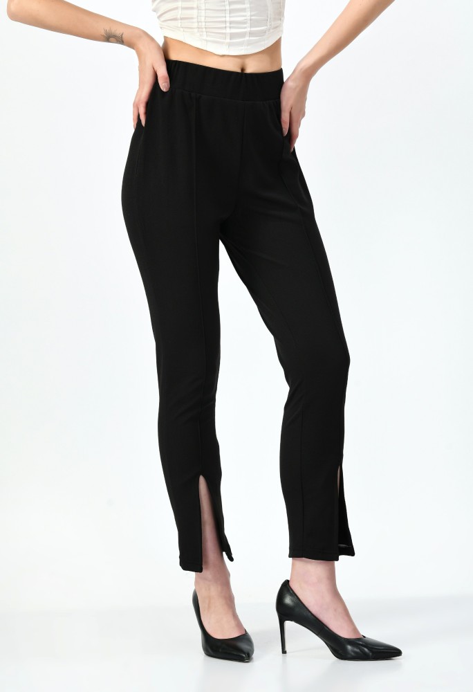 Black Button Up Pu Skinny Trouser  Trousers  PrettyLittleThing