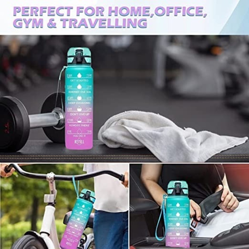 DNkitch Silicone Motivational Water Bottle Boys & Girls for GYM Office  School college 1000 ml Water