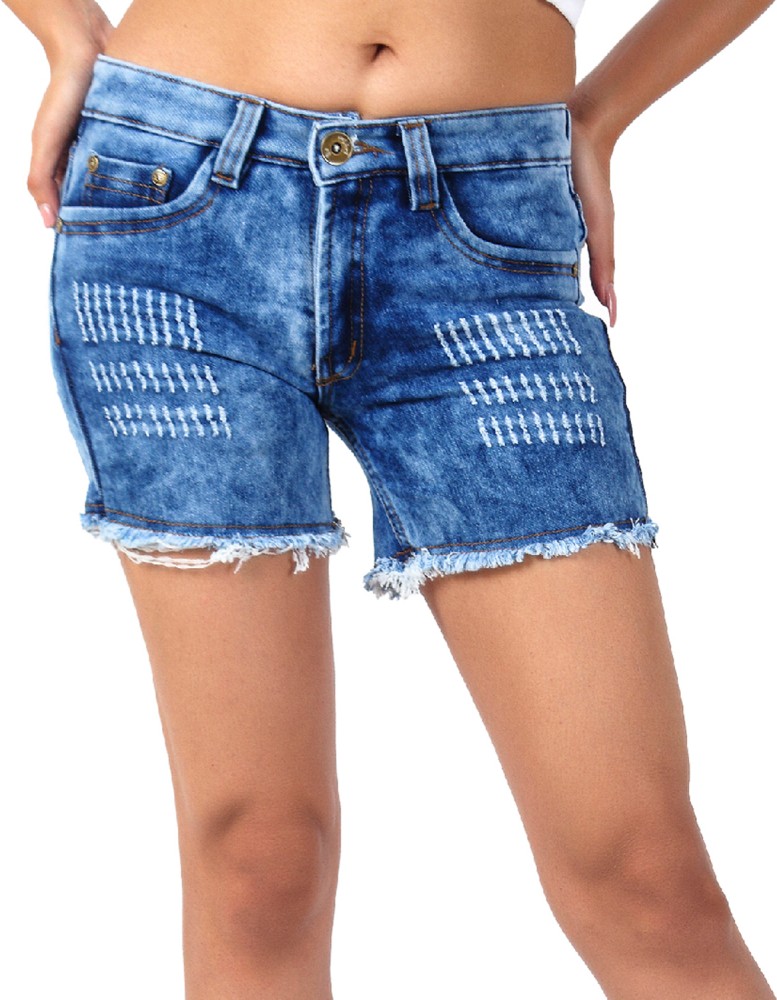 Women Denim Blue Shorts