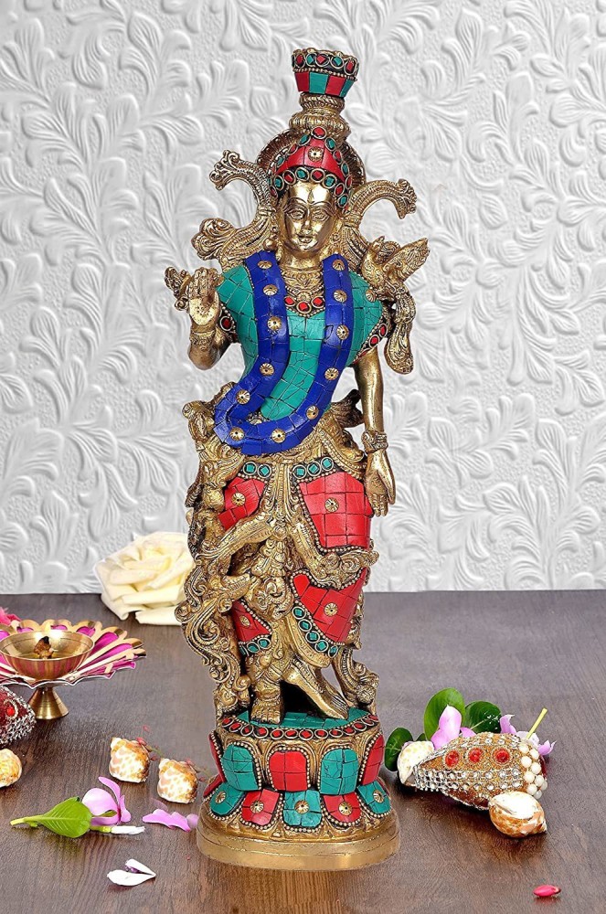 Standing Krishna Statue in Brass Lord Krishna Sculpture Hindu God Statue  Krishna Idol God of Love Krishna Figurine Indian God Krishna Murti Handmade